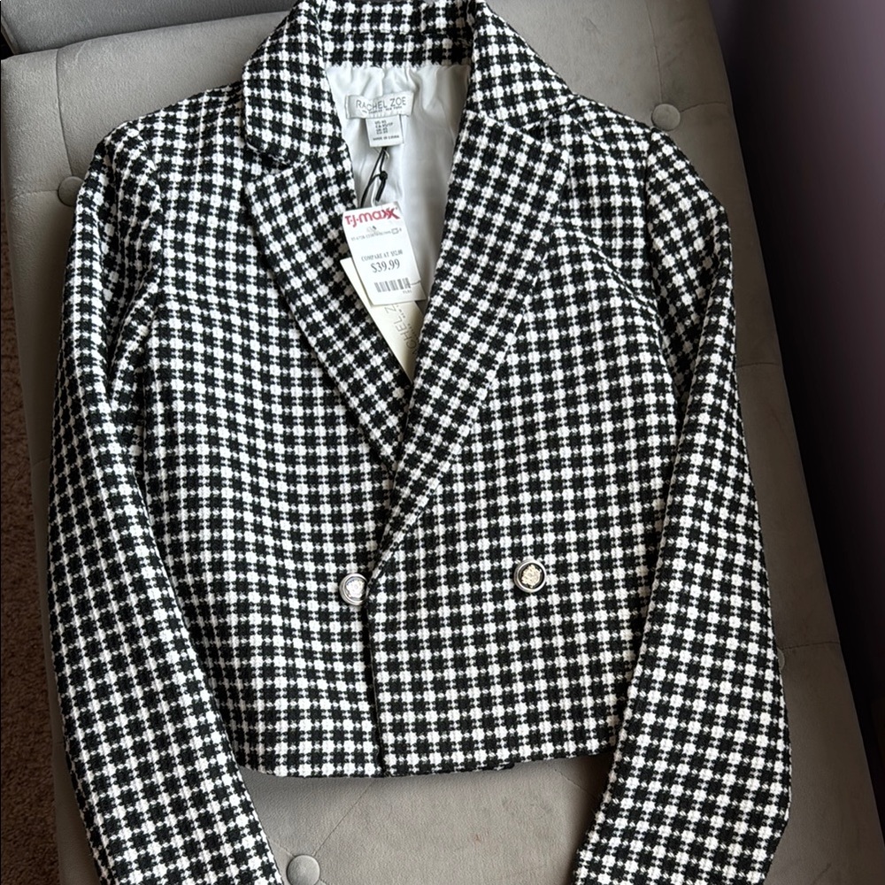 Stylish Black and White Houndstooth Women's Jacket Rachel Zoe XS NWT